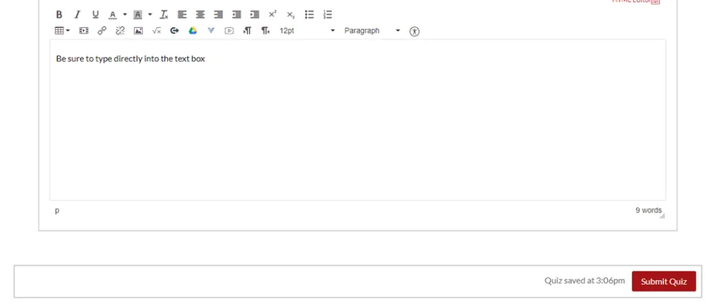 the Writing Placement Exam has a text box for the response to be typed directly into